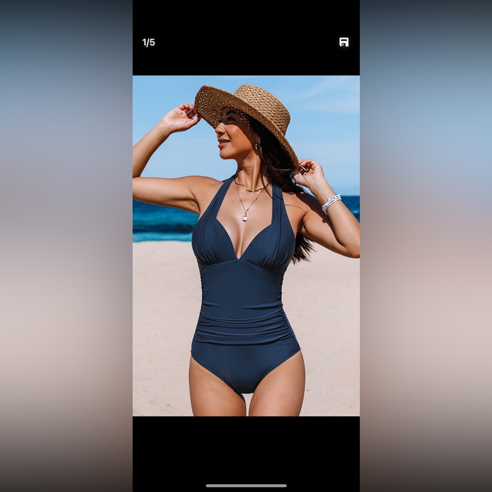 Halter Plunge One Piece Swimsuit large new with tags